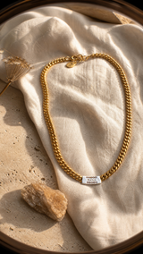 MERCI NECKLACE - 22K Gold Plated Brass & Sterling Silver 925