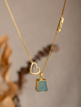 Gold vermeil "Cinta" necklace with heart and geometric pendant handmade by leeloobird jewelry bali