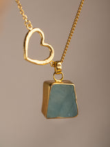 Gold vermeil "Cinta" necklace with heart and geometric pendant handmade by leeloobird jewelry bali