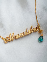 Gold vermeil necklace by Leeloobird Jewelry Bali with 'Alphacalabra'