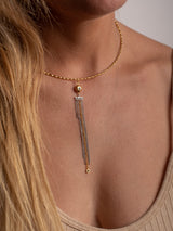 Gold vermeil necklace "comet" with a pendant handmade by Leeloobird Jwelry in Bali