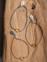 The meaningful and spiritual "HEART" braided bracelet handmade by Leeloobird Jewelry in Bali