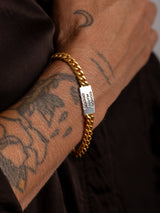 Meaningful and spiritual Gold Vermeil and sterling silver "Merci" bracelet handmade by Leeloobird Jewlery bali