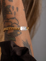 Meaningful and spiritual Gold Vermeil and sterling silver "Merci" bracelet handmade by Leeloobird Jewlery bali