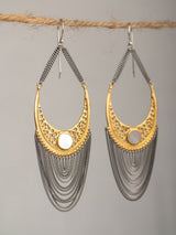 Model Wish earrings by leeloobird Bali featuring gold vermeil and sterling silver with mother pearl accents, displayed against a neutral background