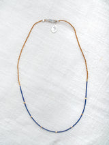 Necklace Lazuli with blue and gold beads handmade by Leeloobird Bali