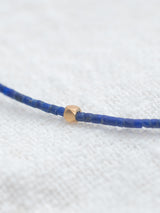 Necklace Lazuli with blue and gold beads handmade by Leeloobird Bali