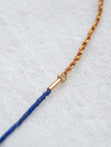Necklace Lazuli with blue and gold beads handmade by Leeloobird Bali