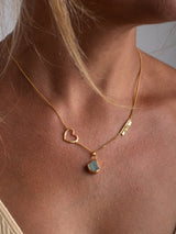 Gold vermeil "Cinta" necklace with heart and geometric pendant handmade by leeloobird jewelry bali