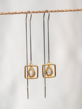GREEN AMETHYST EARRINGS - 22K Gold plated & Sterling Silver 925