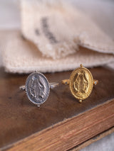 Ave Maria spiritual handmade ring made by LeeLooBird Jewelry Bali in Sterling silver or Gold vermeil