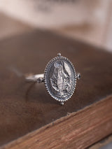 Ave Maria spiritual handmade ring made by LeeLooBird Jewelry Bali in Sterling silver or Gold vermeil